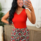 Haven V-Neck Bodysuit- Red