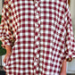 PREORDER- Sloane Button Up Top- Burgundy Gingham