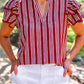 PREORDER- Layla Striped Flutter Sleeve Blouse- Maroon
