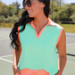 Everyday Polo Tank- Mint/Coral