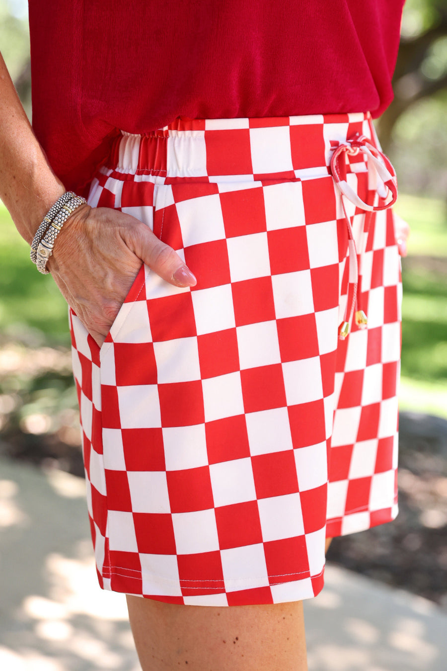 PREORDER- Let's Go Checkered Skort- Red
