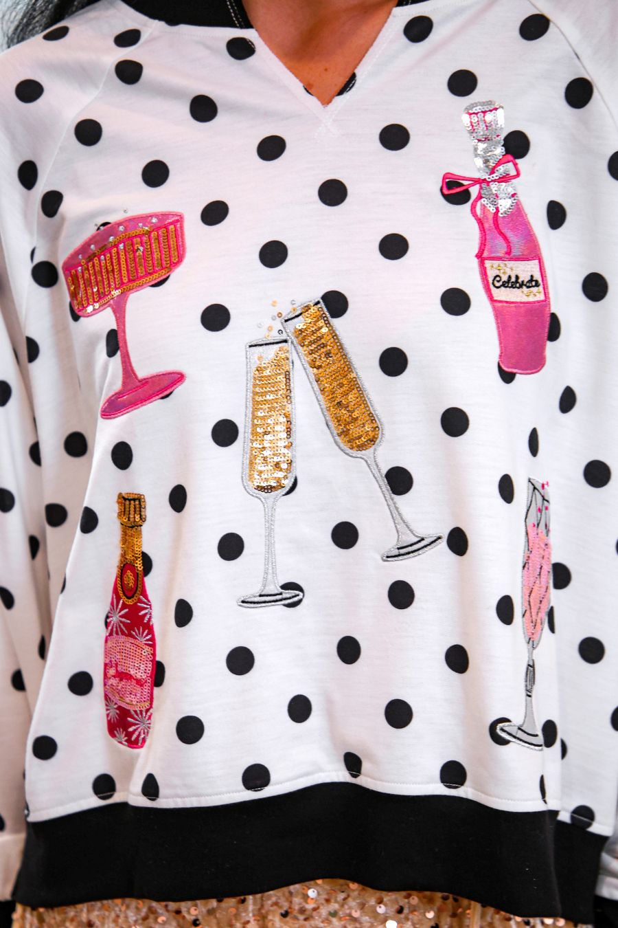 PREORDER- Polka Dot Cheers Terry Pullover