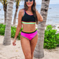 Set For Vacay Two Piece Swimsuit- Black/Neon