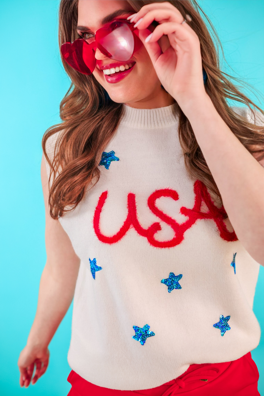 USA Tinsel Sweater Vest