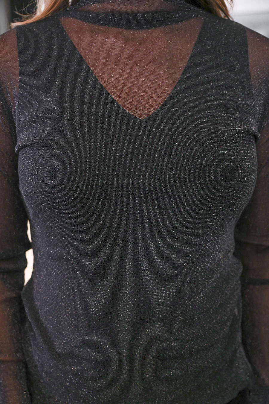 Keigan Mesh Top- Black Glitter