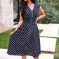Annie Midi Zipper Dress- Navy Polka Dot