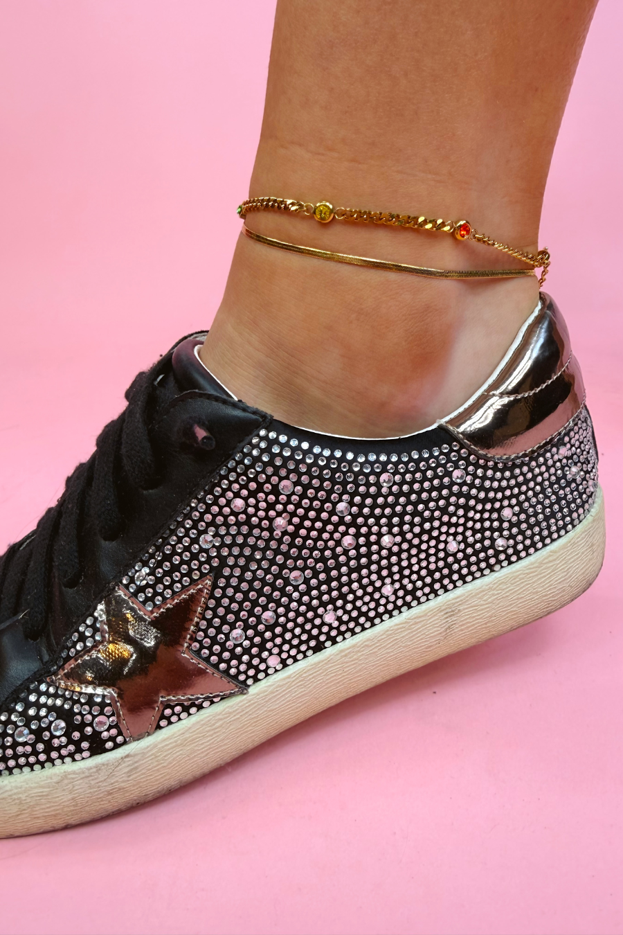 Bejeweled Chain Anklet Set