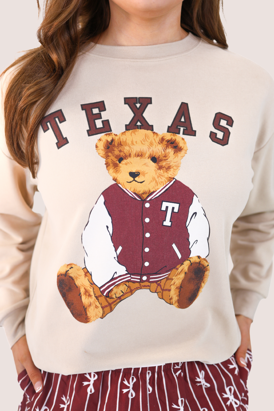 Benny The Bear Texas Pullover- Maroon