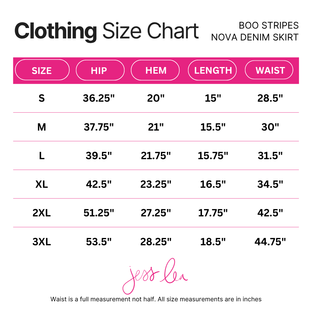 PREORDER- Boo Stripes Nova Denim Skirt