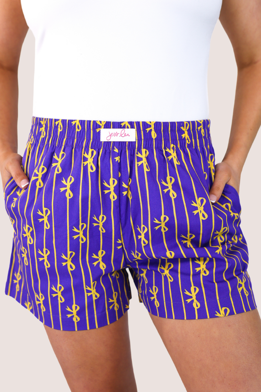 Bows And Goals Boxer Shorts- Purple/Yellow