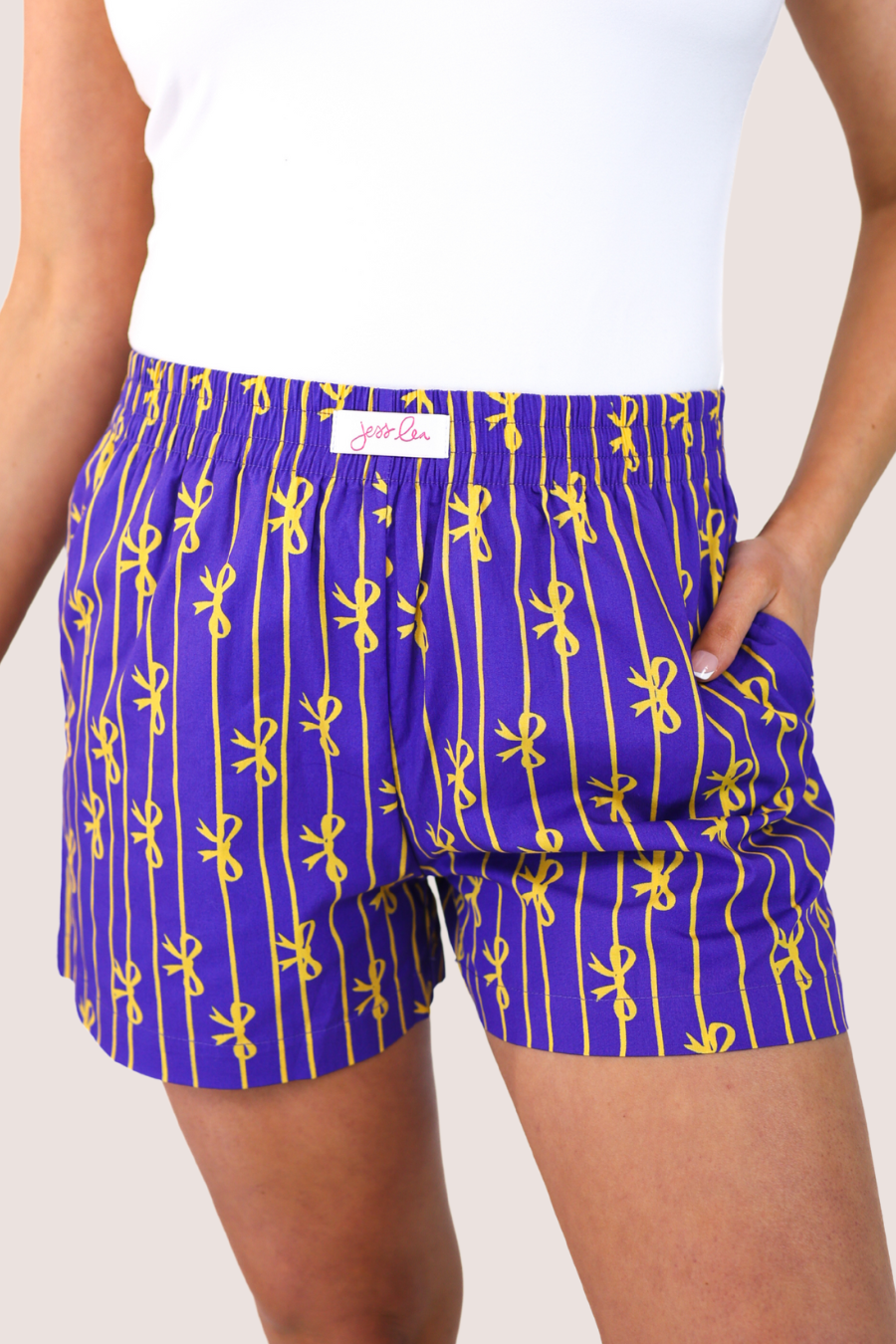 Bows And Goals Boxer Shorts- Purple/Yellow