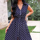 Annie Midi Zipper Dress- Navy Polka Dot