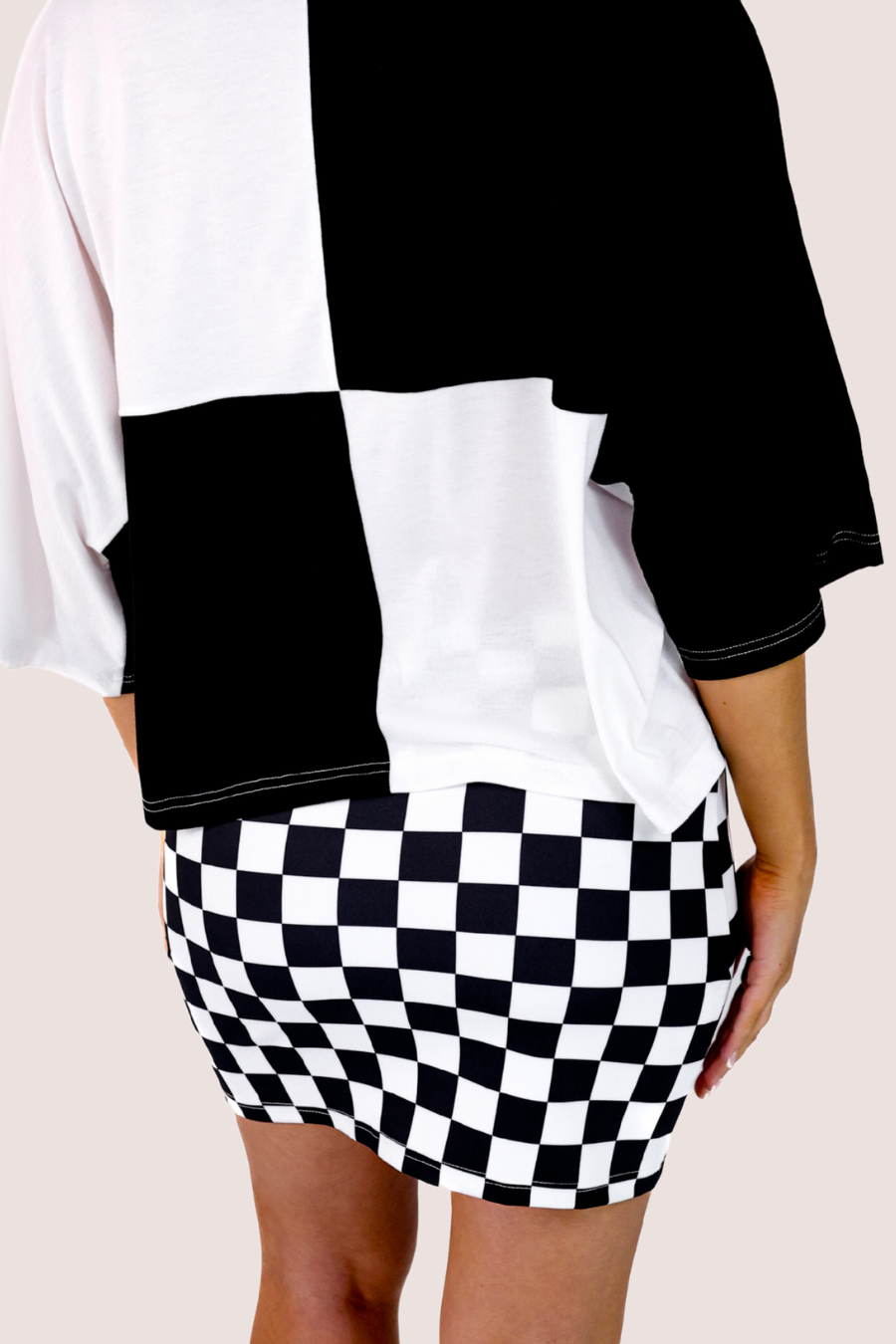 Checkerboard Mini Skirt- Black/White
