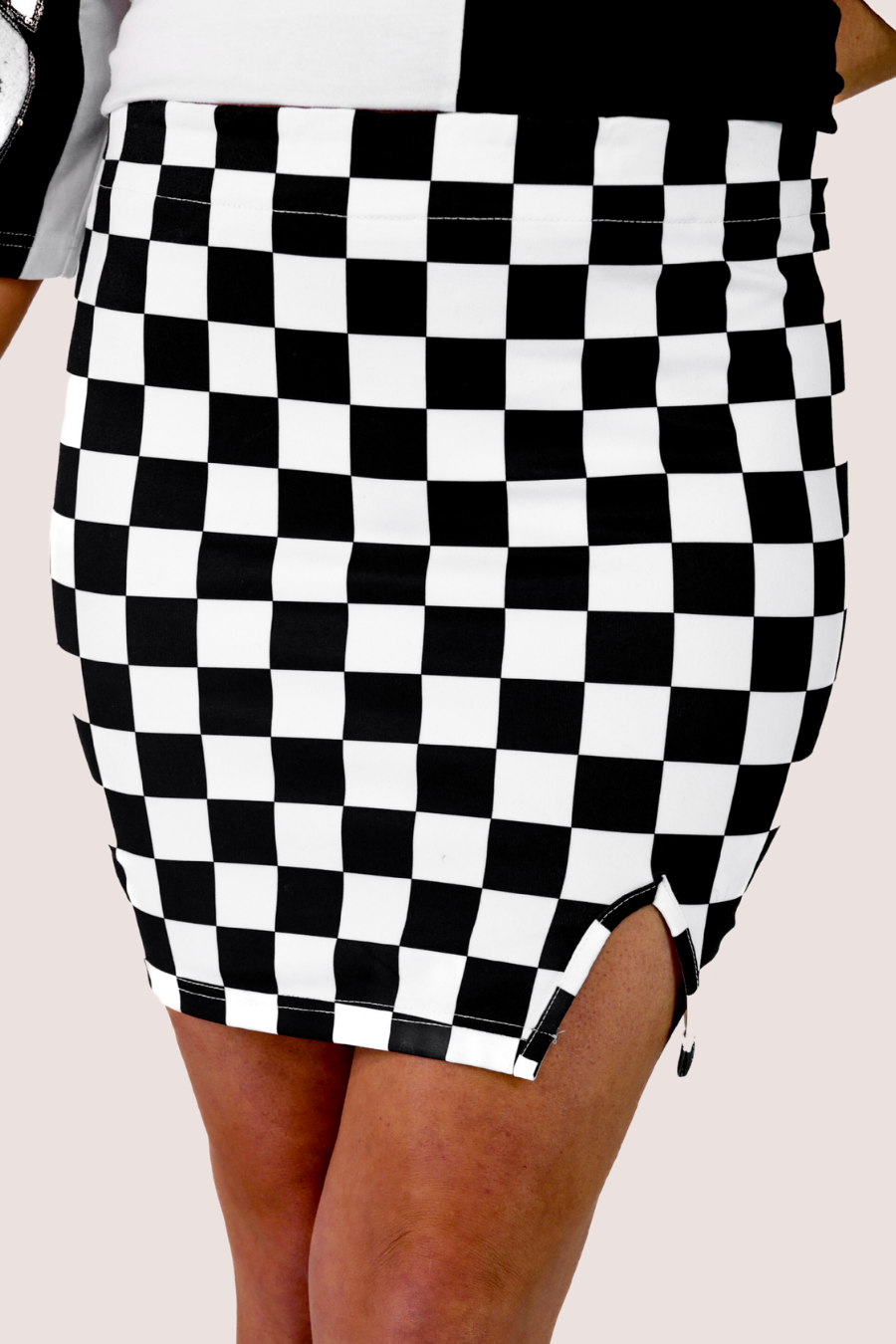 Checkerboard Mini Skirt- Black/White