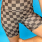 Chocolate Checkered Biker Shorts