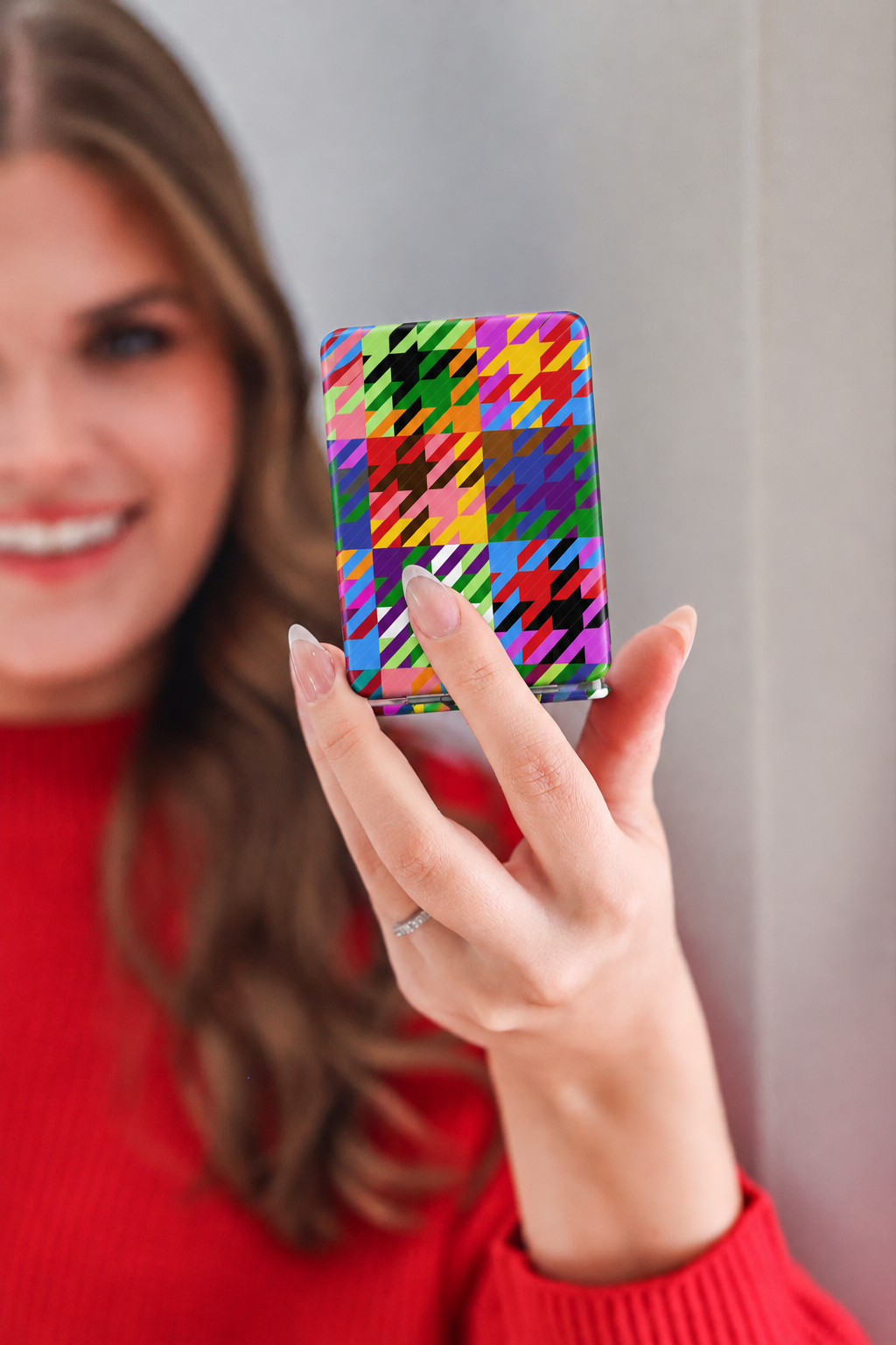 PREORDER- Compact Mirror- Happy Houndstooth