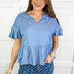 Graceful Flare Chambray Top