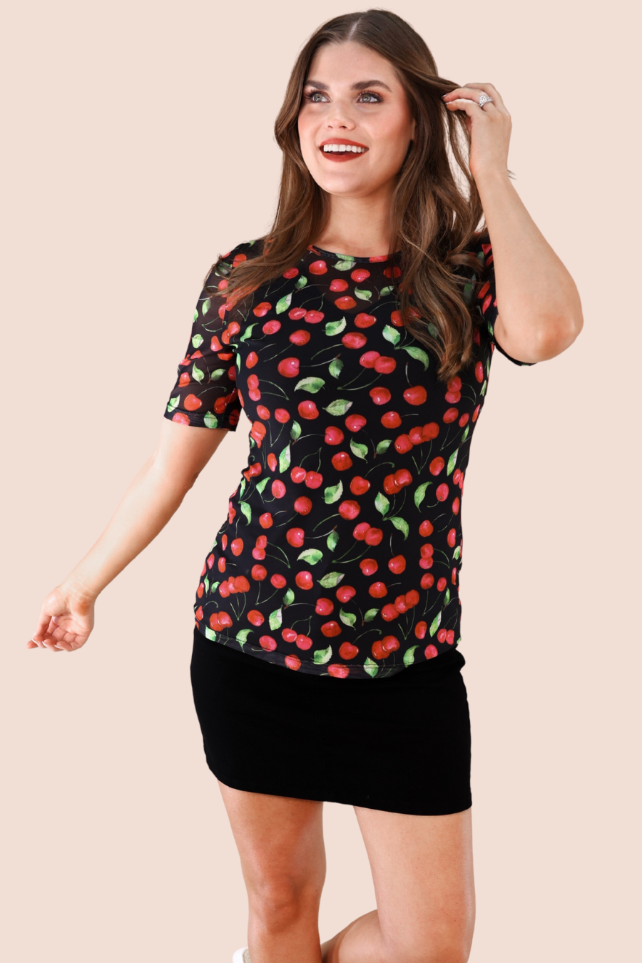 Wild Cherry Mesh Top