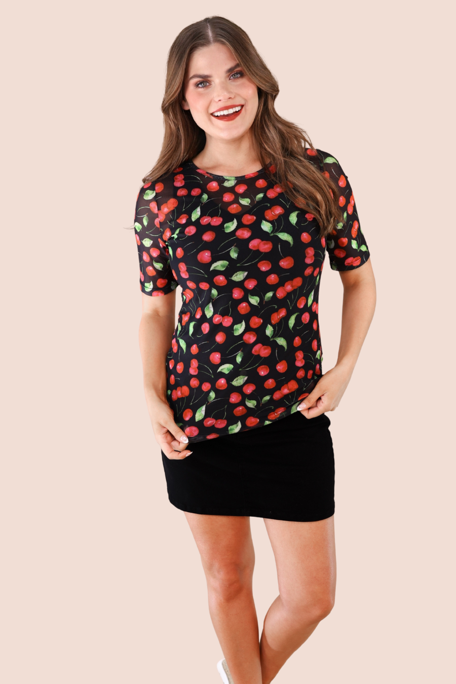 Wild Cherry Mesh Top