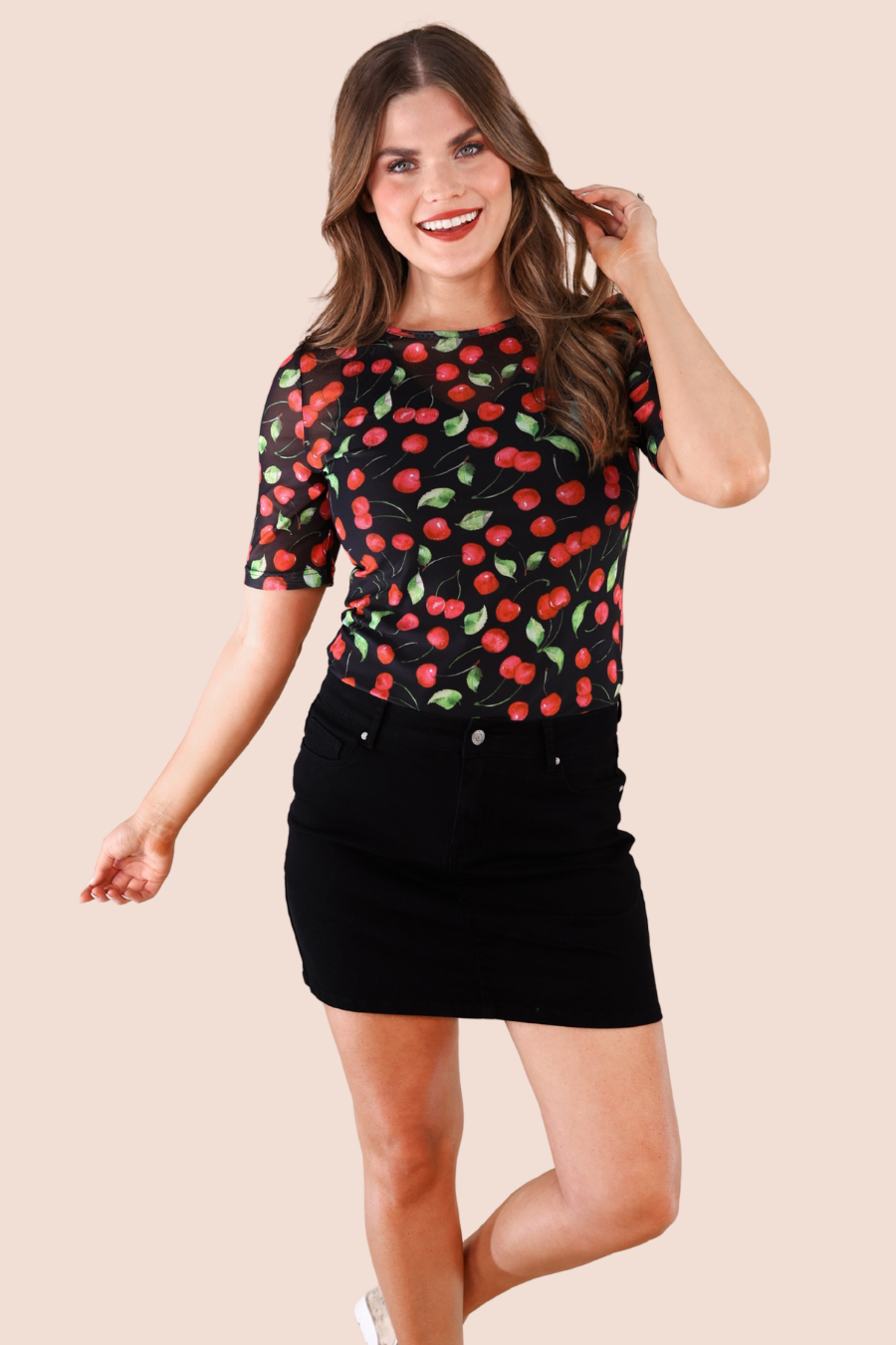 Wild Cherry Mesh Top