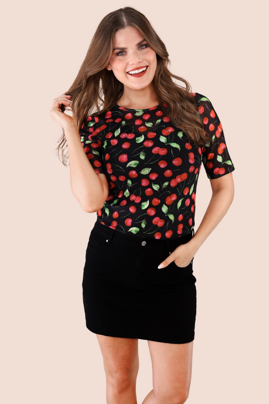 Wild Cherry Mesh Top