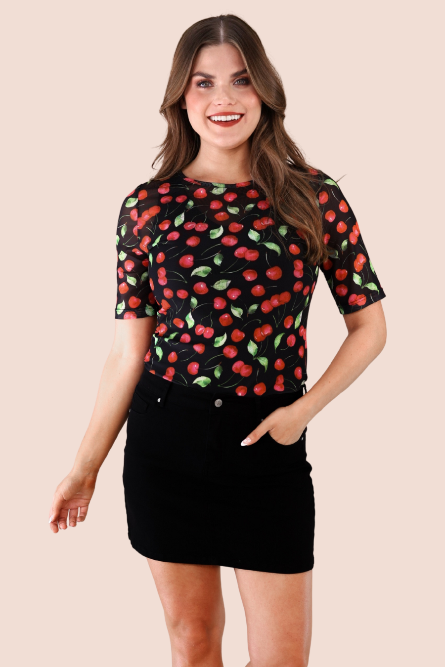 Wild Cherry Mesh Top