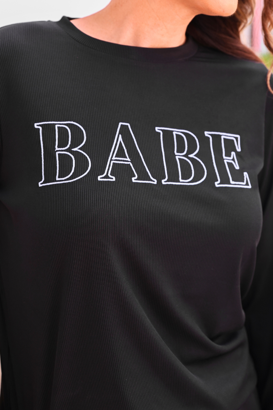 Babe Embroidered Ribbed Set