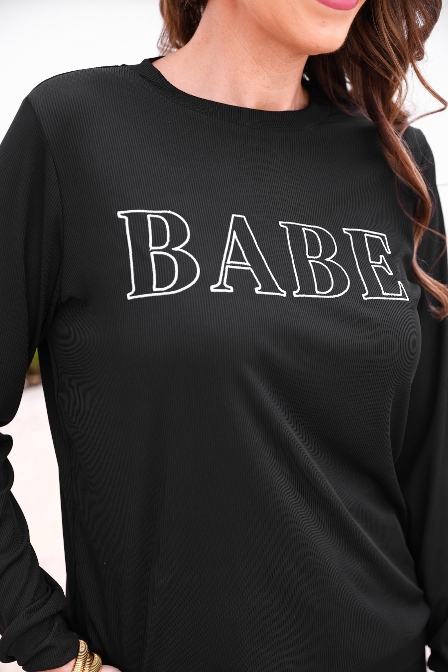 Babe Embroidered Ribbed Set