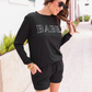 Babe Embroidered Ribbed Set