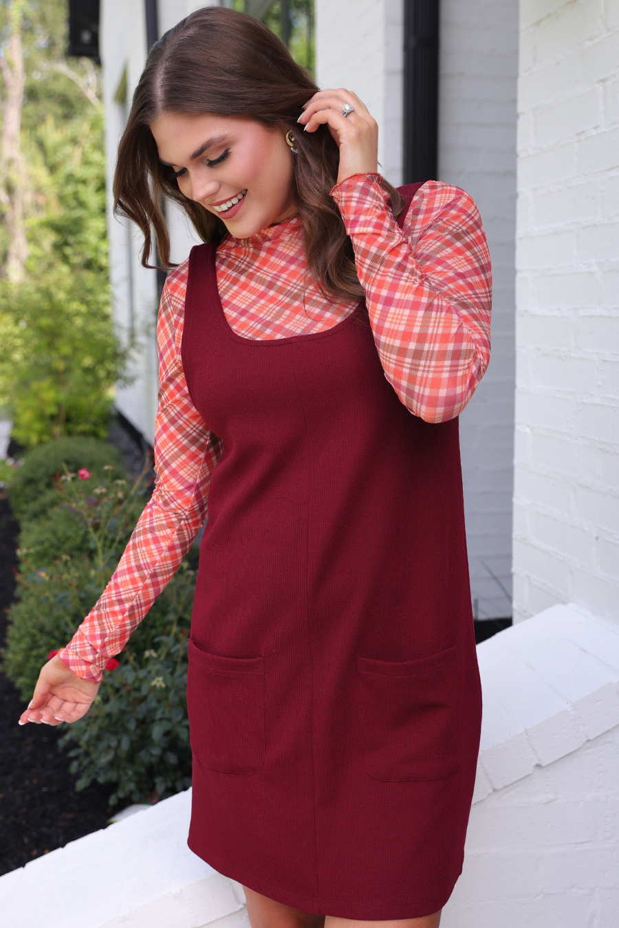 Rory Ribbed Jumper Dress- Burgundy
