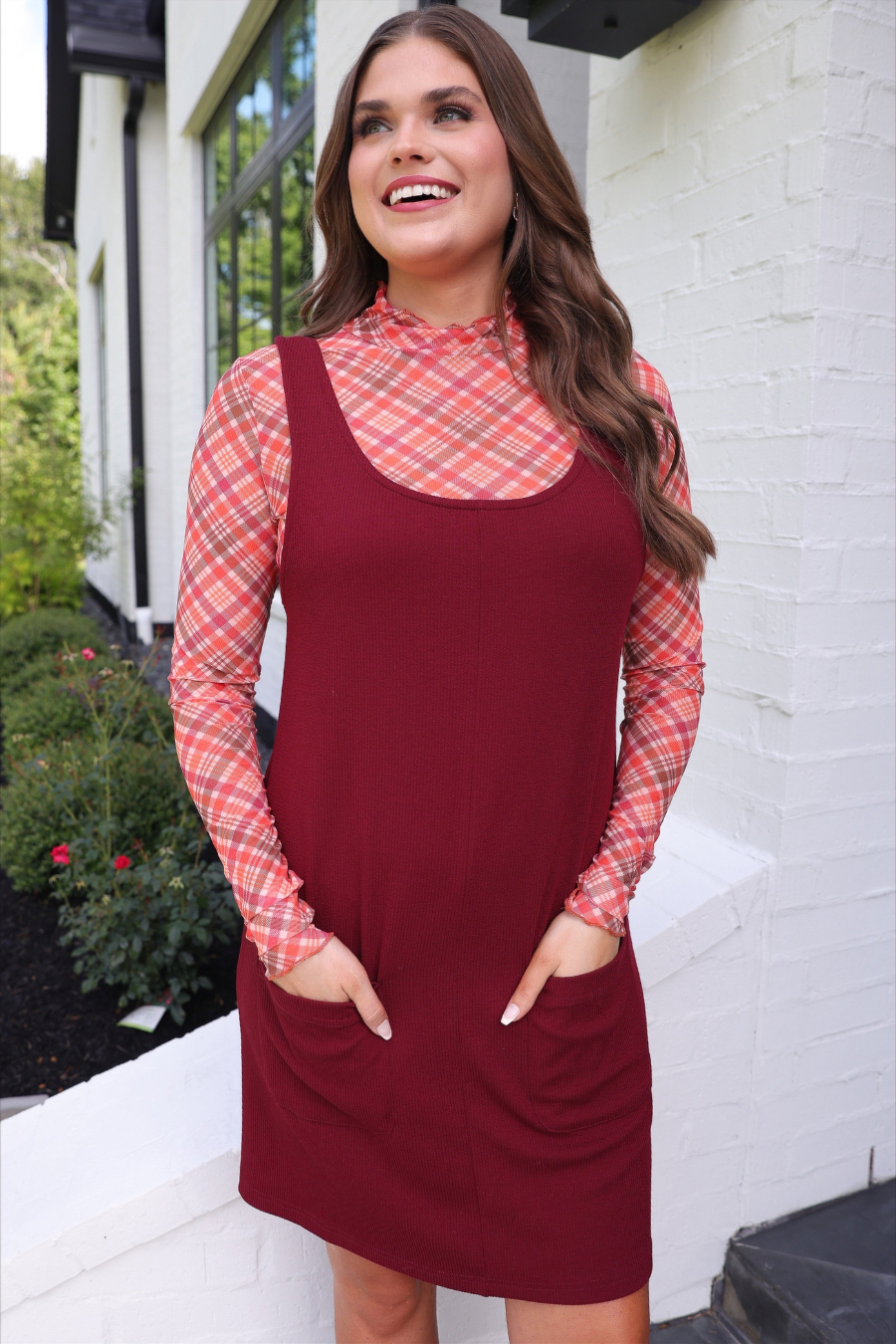 Rory Ribbed Jumper Dress- Burgundy