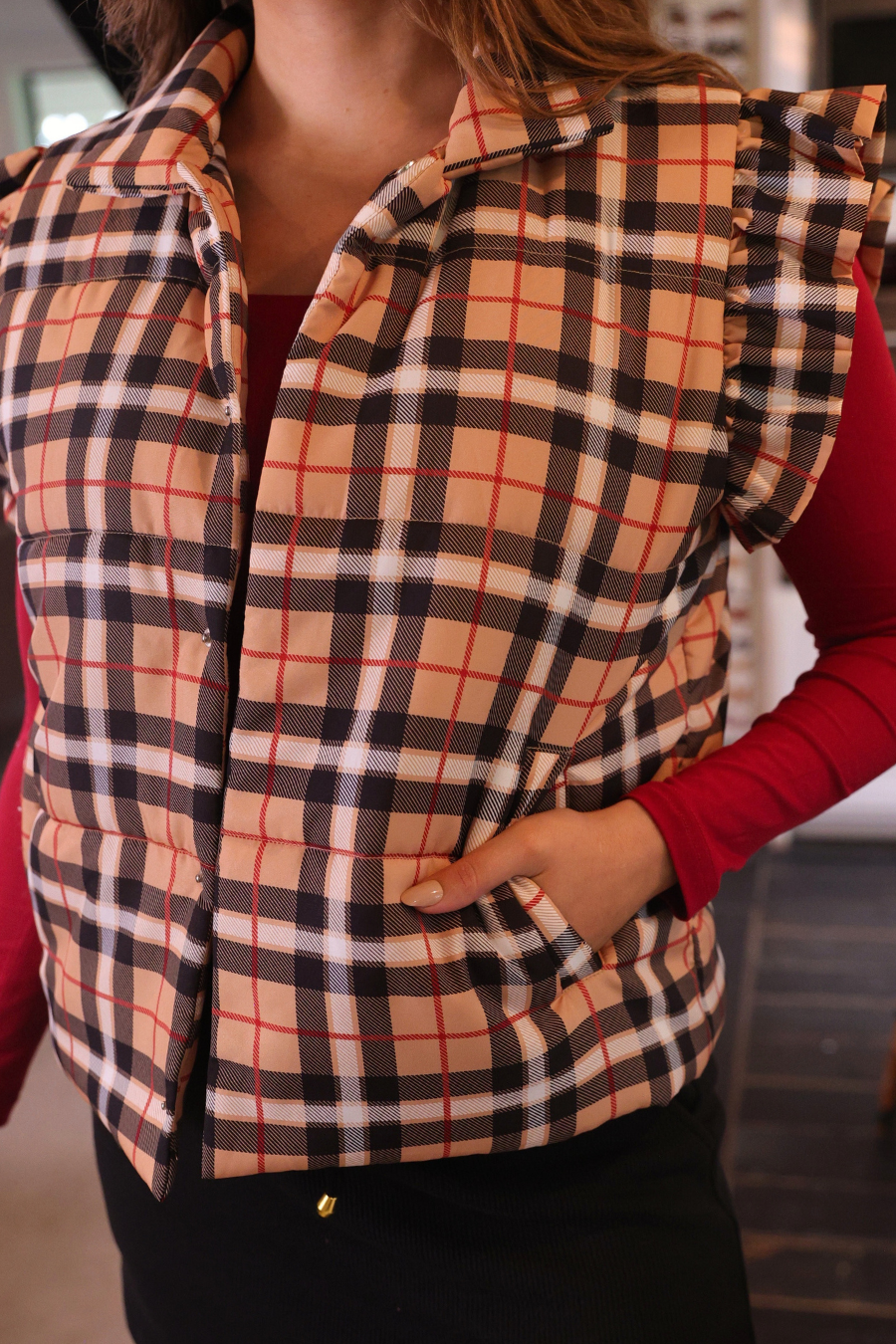 Nora Plaid Puffer Vest