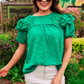Kimber Eyelet Top, Green