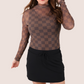 Keigan Mesh Top- Chocolate Checkered