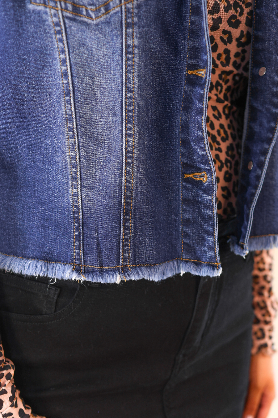 Jordan Ruffle Denim Vest- Dark Denim