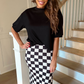 Midi Skirt- Checkerboard Checkered