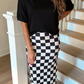 Midi Skirt- Checkerboard Checkered
