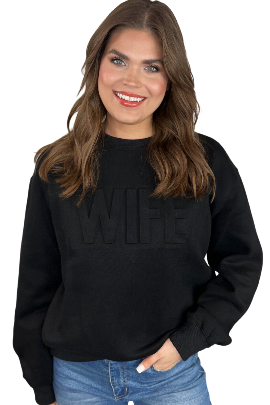 Wife Embossed Sweatshirt