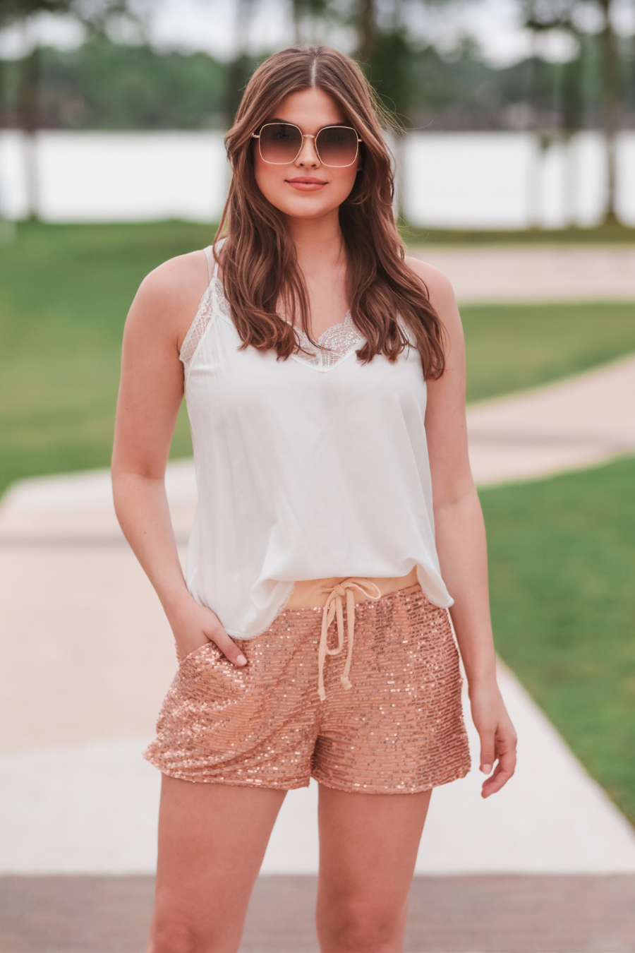 VIP Status Sequin Drawstring Shorts - Jess Lea Wholesale