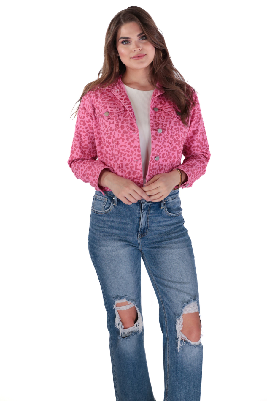 Lennon Leopard Denim Jacket - Jess Lea Wholesale