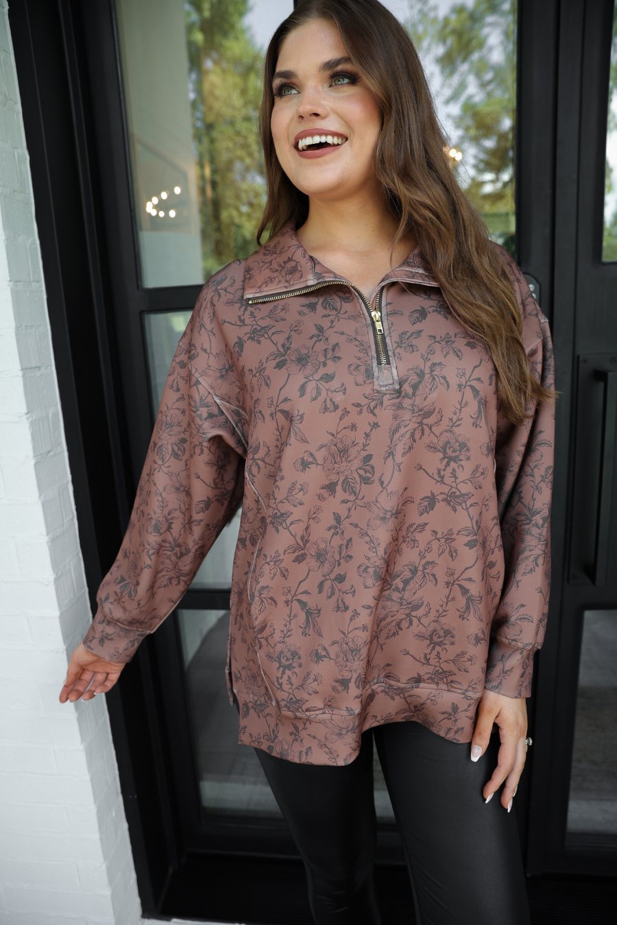 Everyday Pullover- Rosewood Bloom