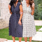 Annie Midi Zipper Dress- Navy Polka Dot