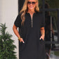 PREORDER- Ezra Textured Zipper Dress- Black
