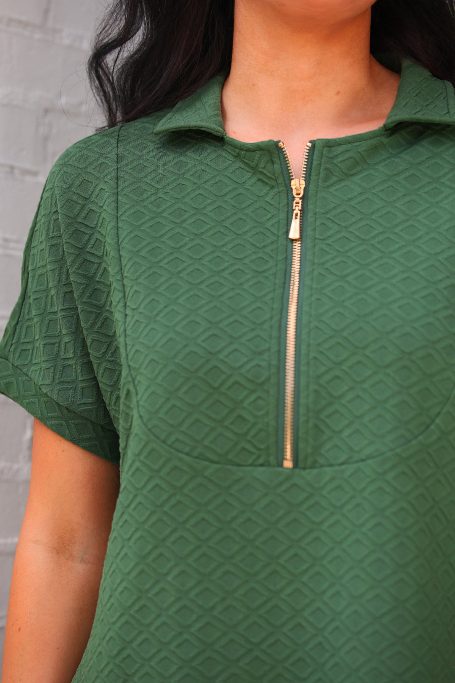 PREORDER- Ezra Textured Zipper Dress- Olive