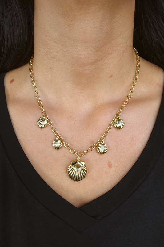 Golden Seashell Charm Necklace