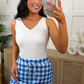 Shades of Blue Gingham Skort