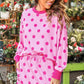 Printed Terry Skort Set- Pink/Magenta Polka Dot