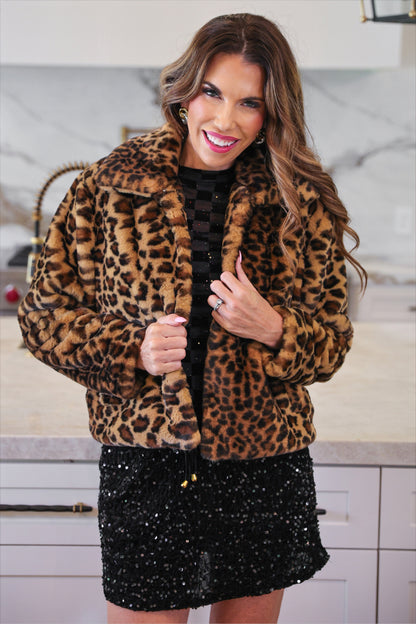 After Midnight Faux Fur Leopard Jacket
