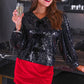 Betty Bow Top- Black Sequin