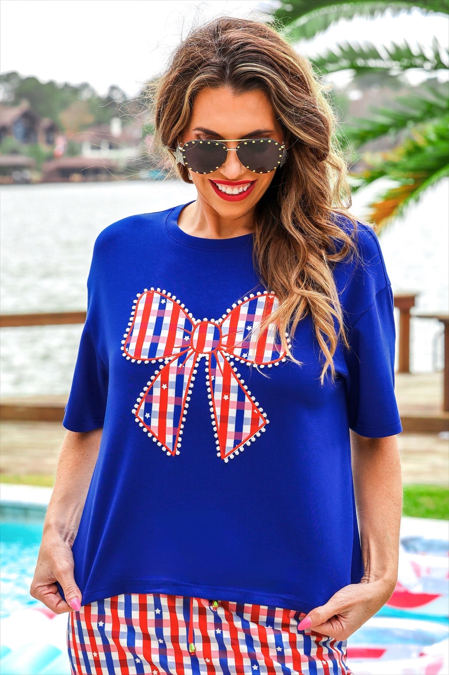 PREORDER- Gingham Glory Bow Luxe Tee